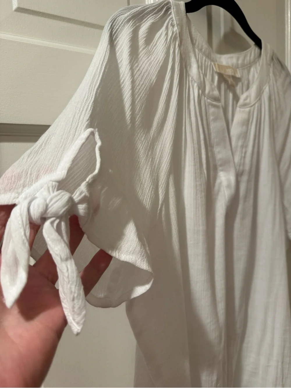 Michael Kors White Gauze Split-Neck Pullover Tunic